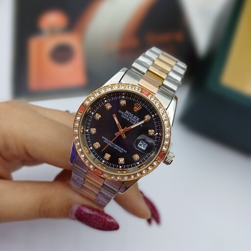 ساعت مچی رولکس قفل اصلی بند استیل توپر قاب یاقوتی Rolex