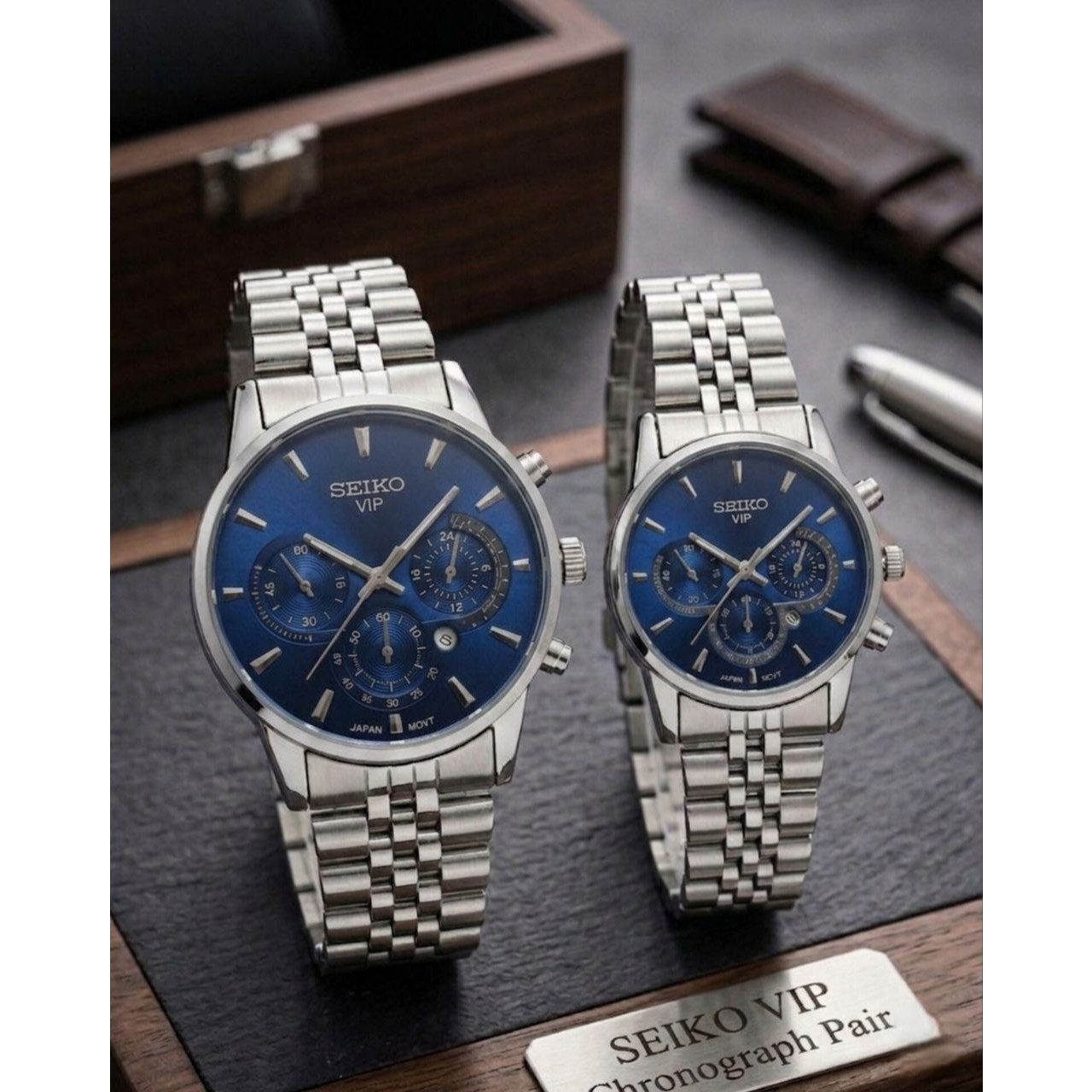 ست زنانه مردانه ساعت مچی بند استیل طرح کرنو سیکو Seiko