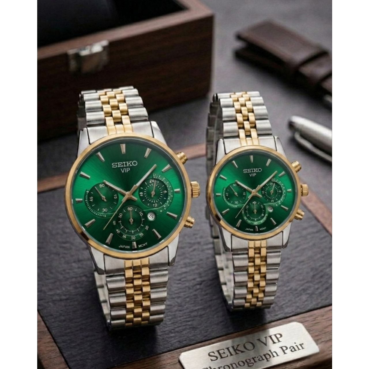 ست زنانه مردانه ساعت مچی بند استیل طرح کرنو سیکو Seiko