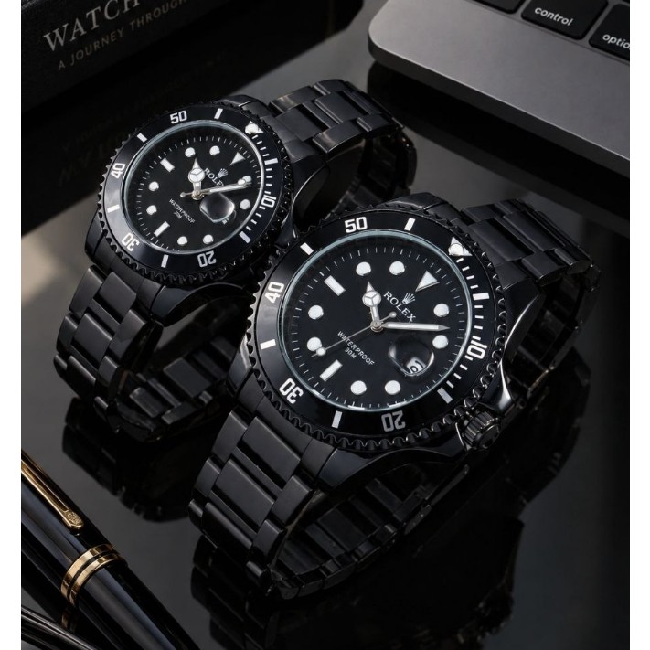 ساعت مچی ست زنانه مردانه بند استیل رنگ ثابت و ضدآب رولکس سابمارین Rolex