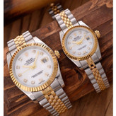 ساعت مچی ست زنانه مردانه موتور ژاپن بند استیل رنگ ثابت و ضدآب رولکس دیت جاست Rolex