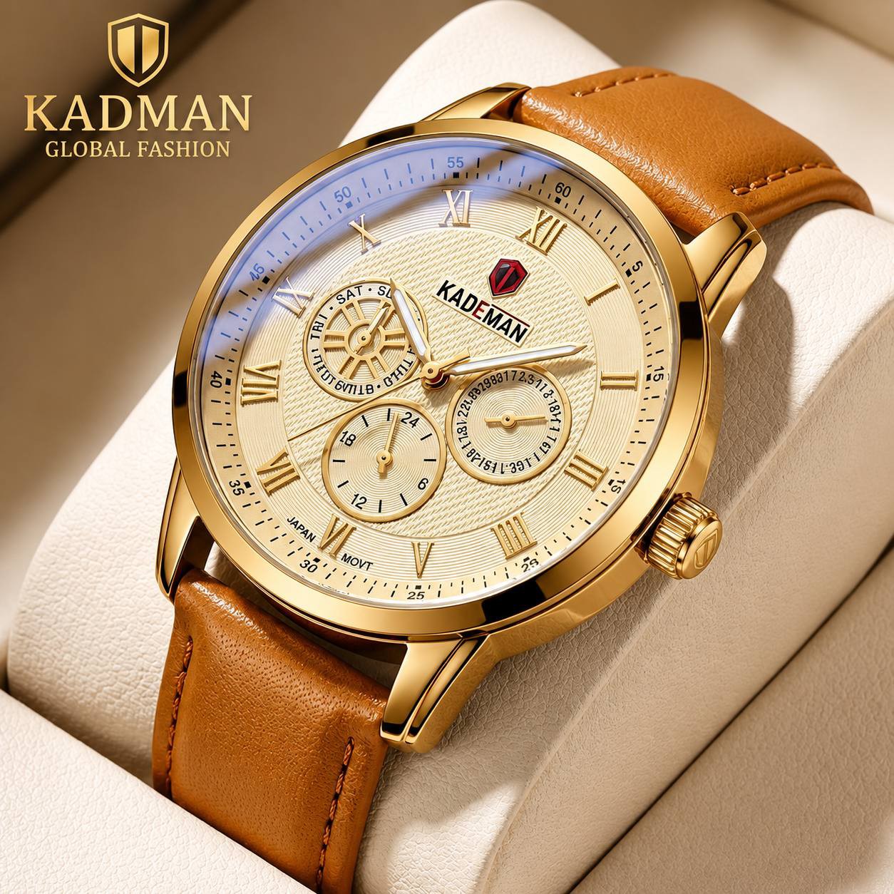 ساعت مچی مردانه اورجینال سه موتور فعال فول تایم رنگ ثابت K.M