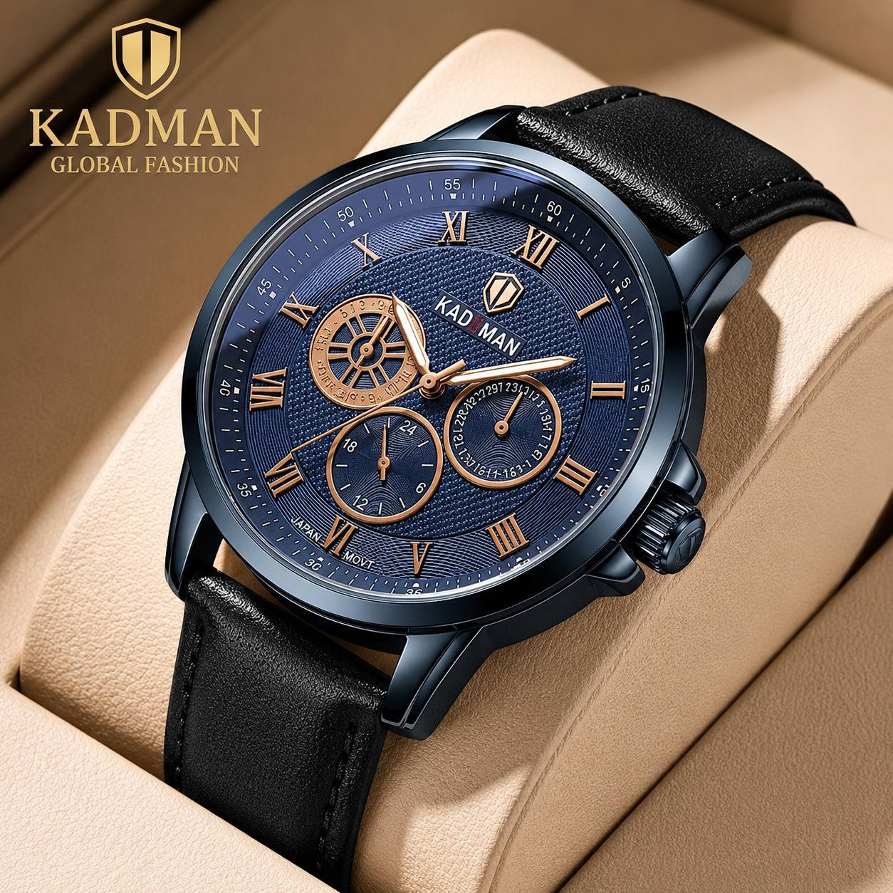 ساعت مچی مردانه اورجینال سه موتور فعال فول تایم رنگ ثابت K.M