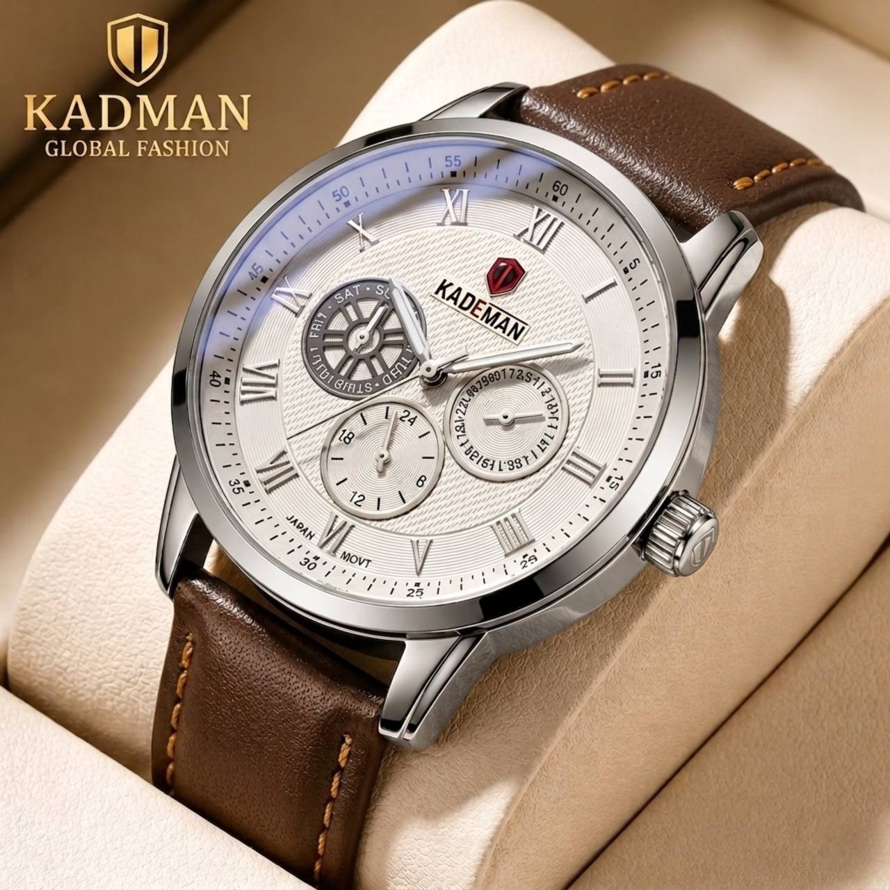 ساعت مچی مردانه اورجینال سه موتور فعال فول تایم رنگ ثابت K.M