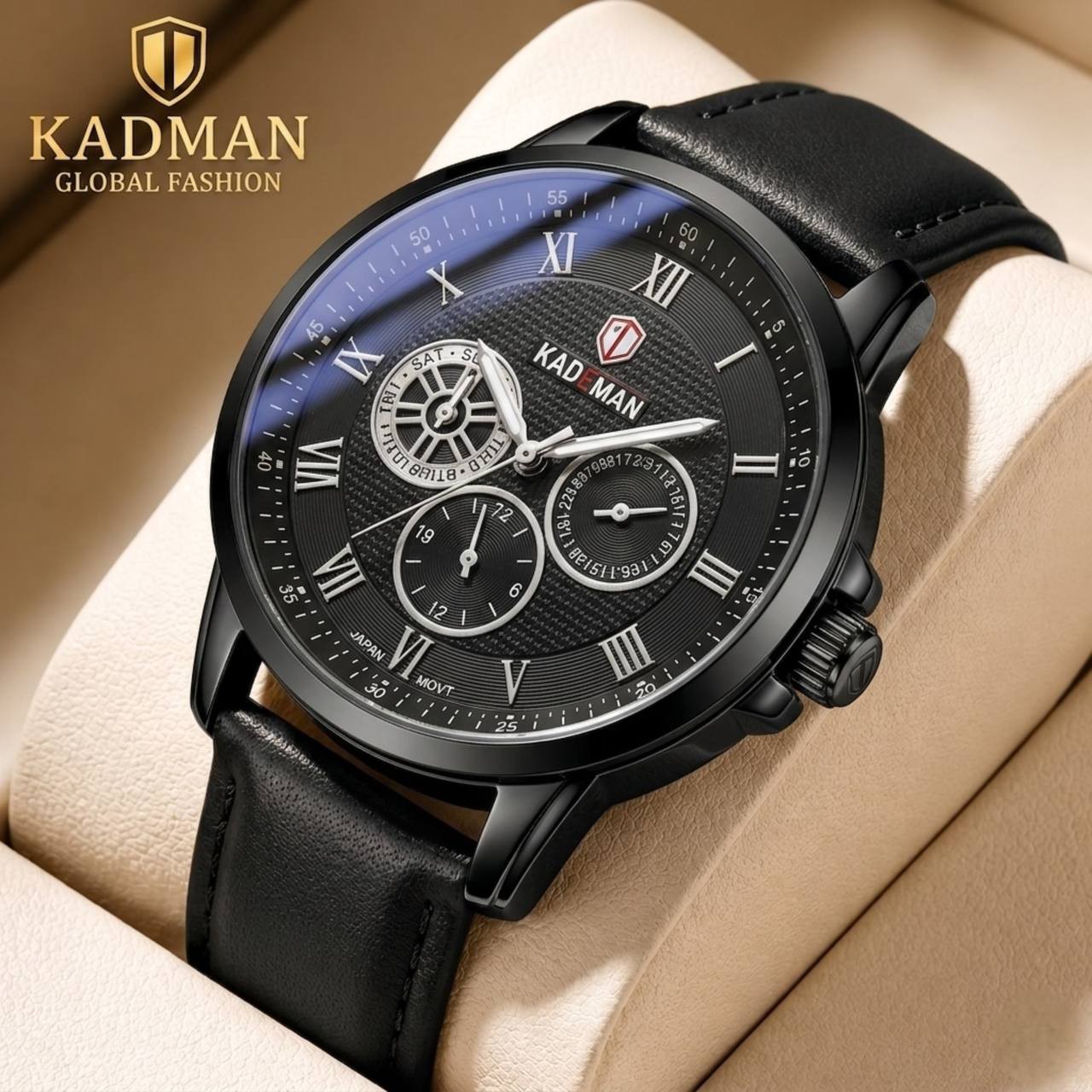ساعت مچی مردانه اورجینال سه موتور فعال فول تایم رنگ ثابت K.M