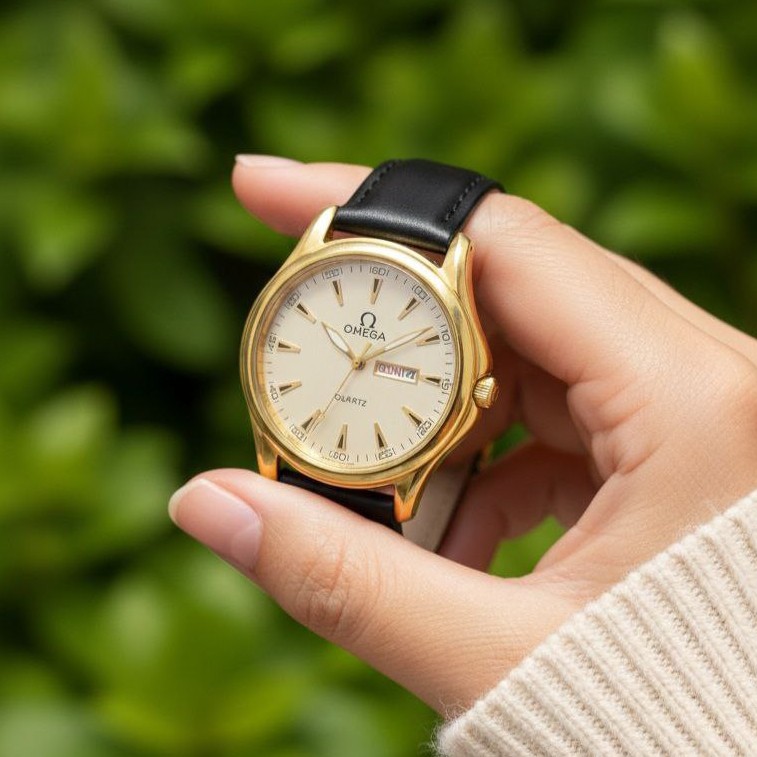 ساعت مردانه دو تقویم بند چرم کلاسیک اومگا Omega