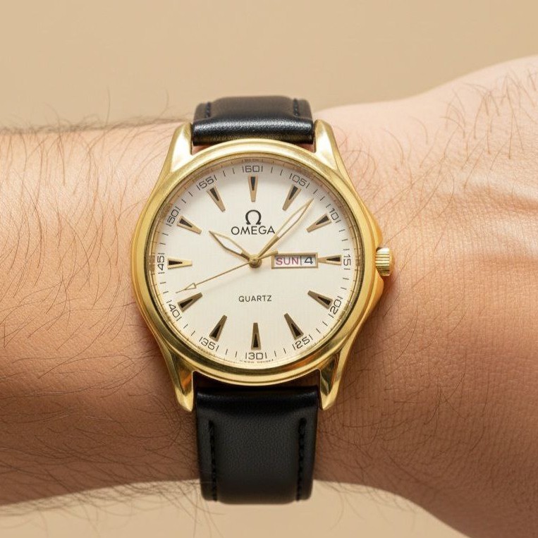 ساعت مردانه دو تقویم بند چرم کلاسیک اومگا Omega