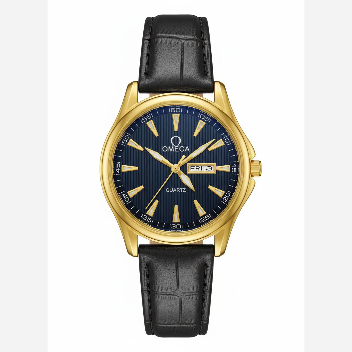 ساعت مردانه دو تقویم بند چرم کلاسیک اومگا Omega