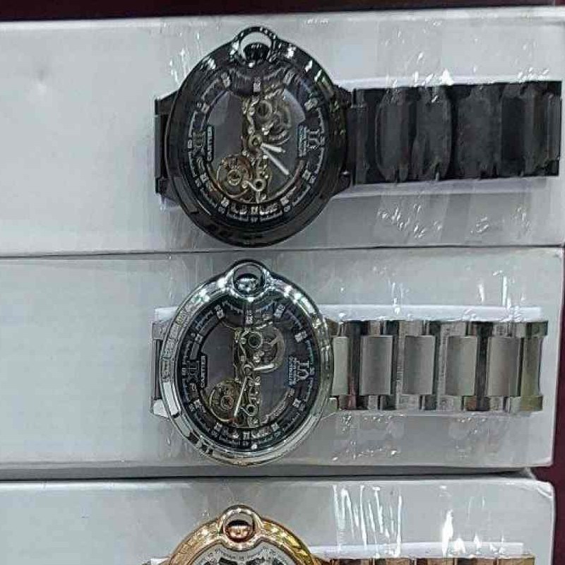 ساعت مچی مردانه اتومات موتور خطی اصلی بنداستیل رنگ ثابت قفل اصلی کارتیر Cartier