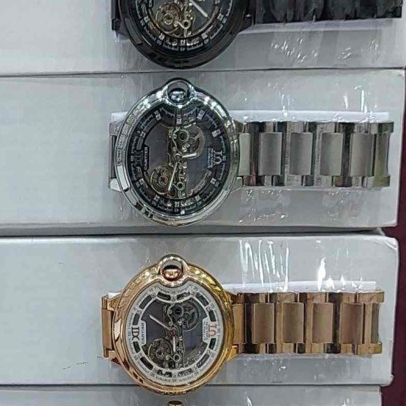 ساعت مچی مردانه اتومات موتور خطی اصلی بنداستیل رنگ ثابت قفل اصلی کارتیر Cartier