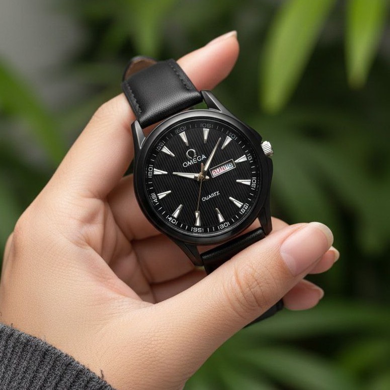 ساعت مچی مردانه دو تقویم بند چرم کلاسیک اومگا Omega