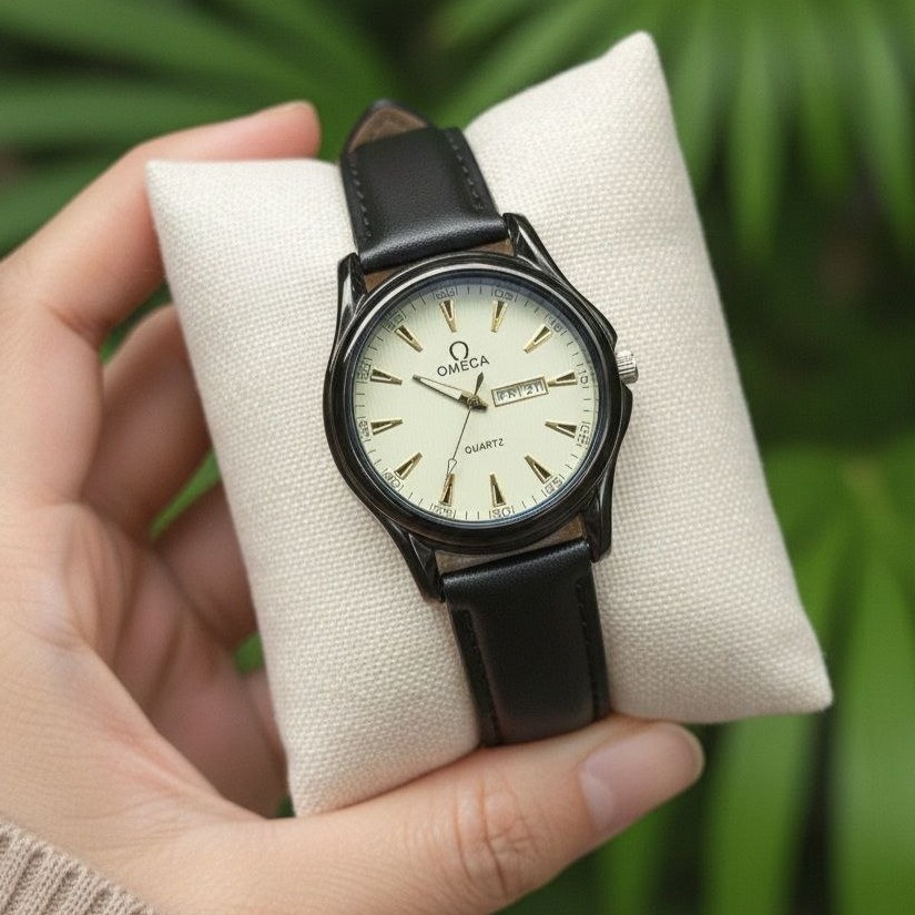 ساعت مچی مردانه دو تقویم بند چرم کلاسیک اومگا Omega