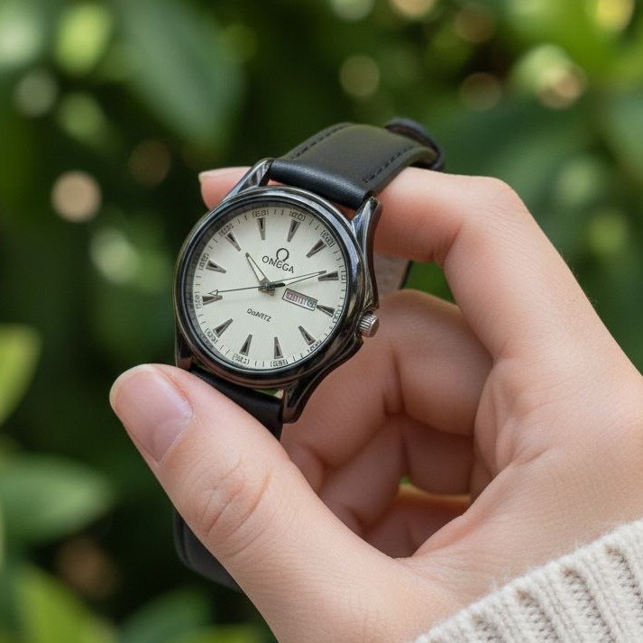 ساعت مچی مردانه دو تقویم بند چرم کلاسیک اومگا Omega