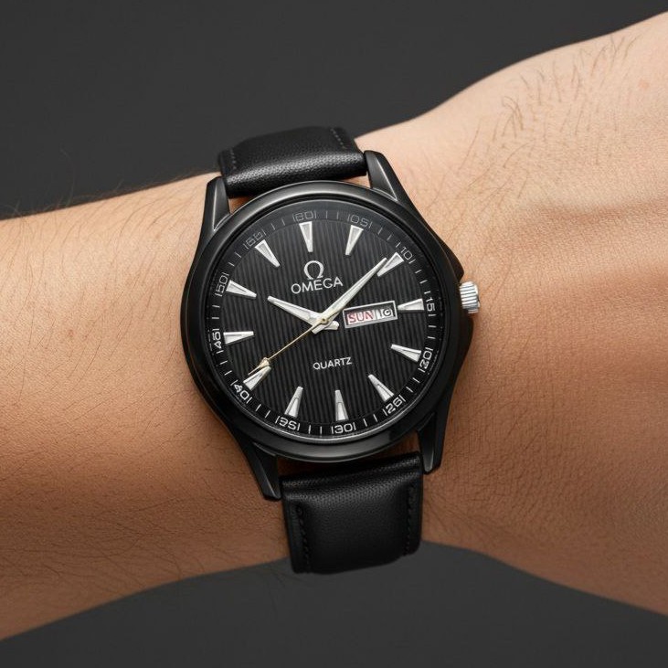 ساعت مچی مردانه دو تقویم بند چرم کلاسیک اومگا Omega