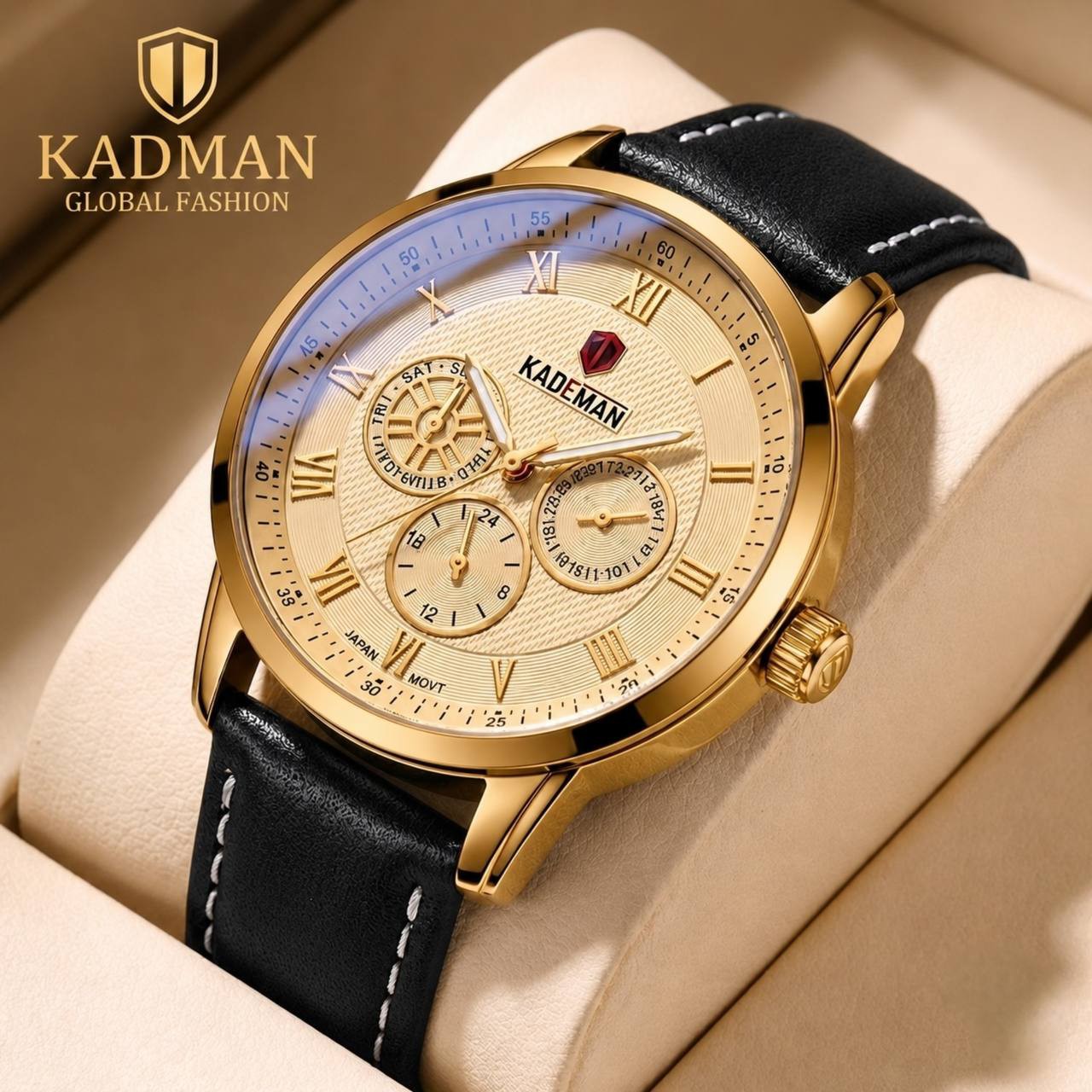 ساعت مچی مردانه اورجینال سه موتور فعال فول تایم رنگ ثابت کیدمن Kademan