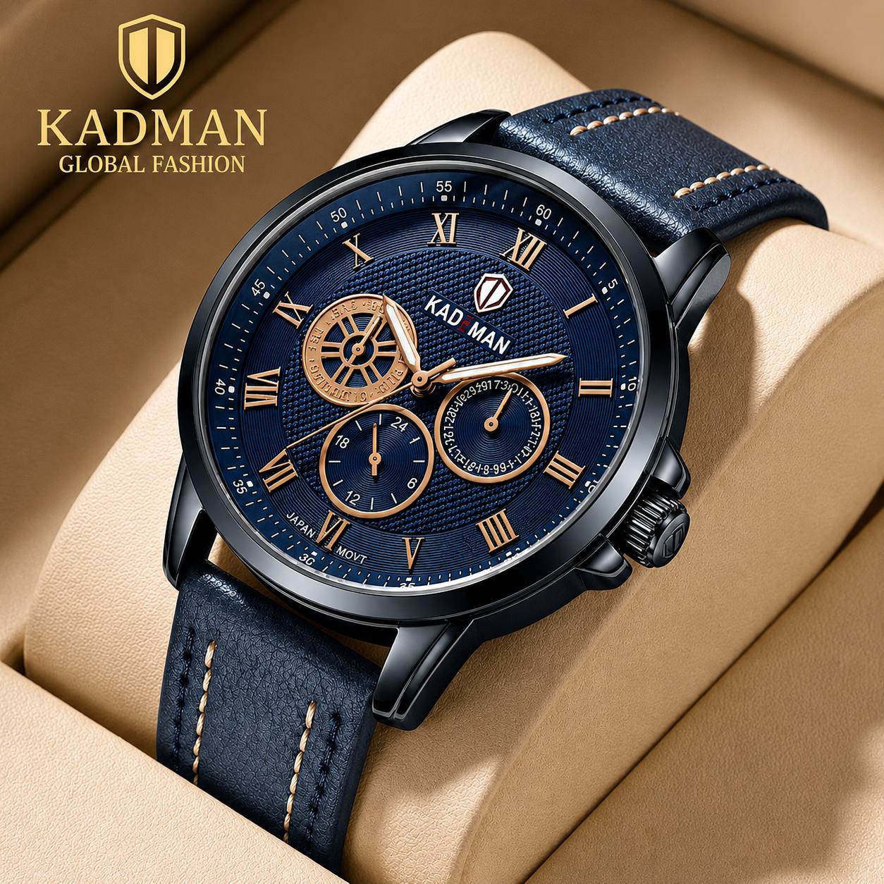 ساعت مچی مردانه اورجینال سه موتور فعال فول تایم رنگ ثابت کیدمن Kademan