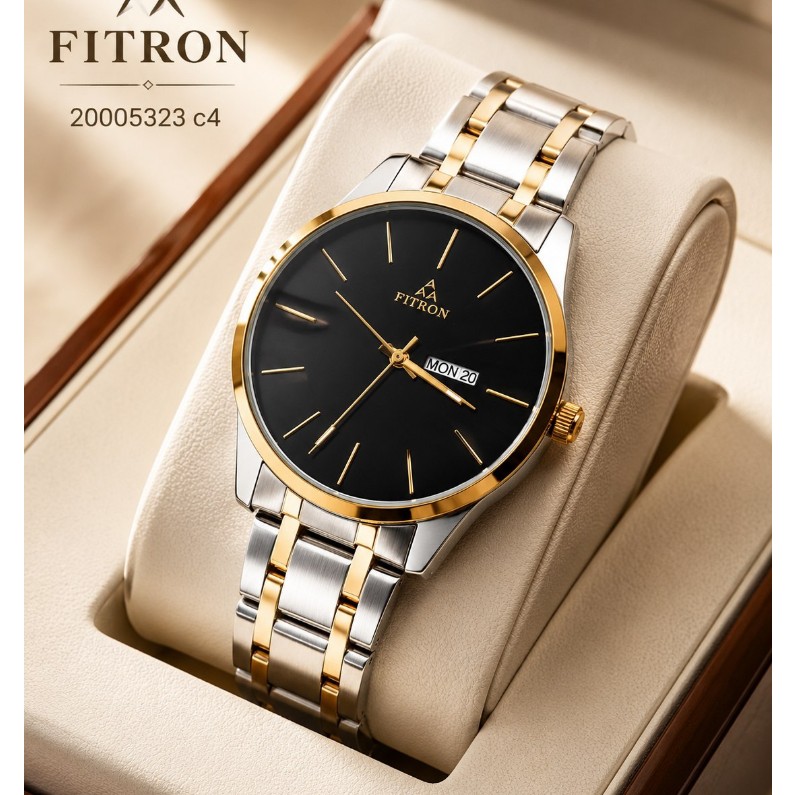 ساعت مچی مردانه اورجینال دو تقویم موتور ژاپن بند استیل رنگ ثابت ضداب فیترون FITRON