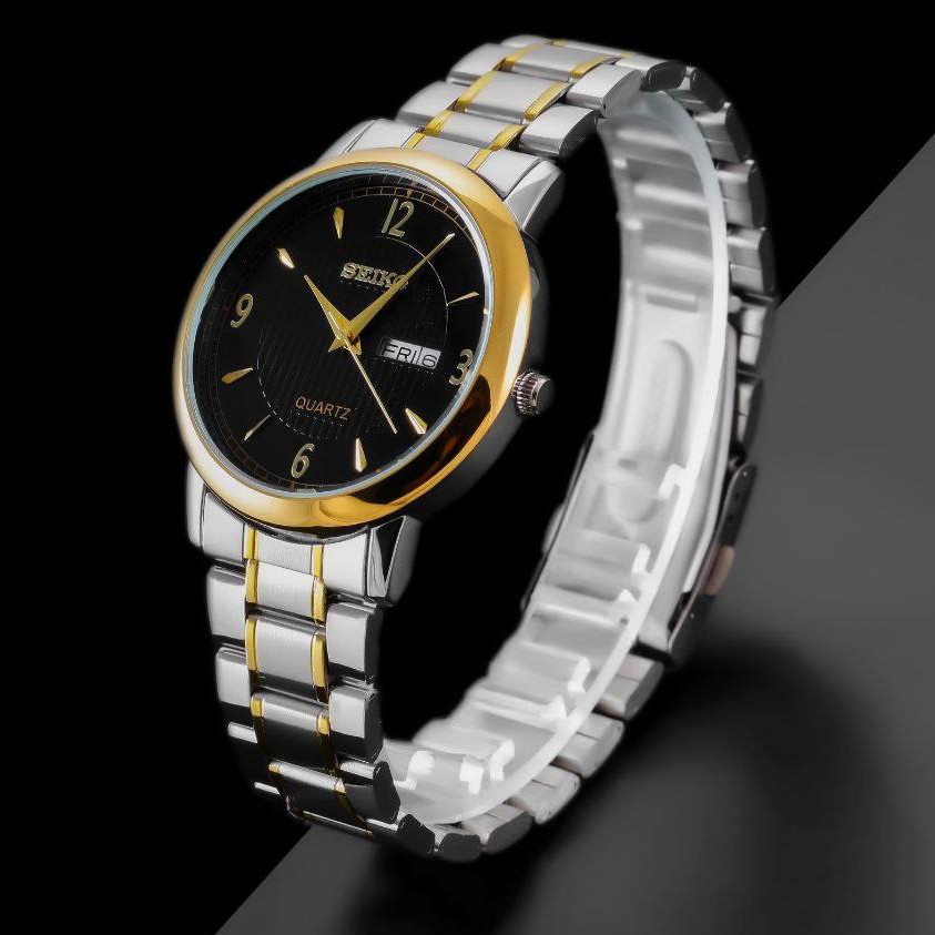 ست زنانه مردانه ساعت مچی دو تقویم بند استیل سیکو موتور ژاپن Seiko5