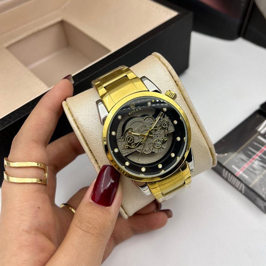 ساعت مچی مردانه کوارتز قلب باز پشت شیشه ای لاکچری رولکس 2023 ROLEX