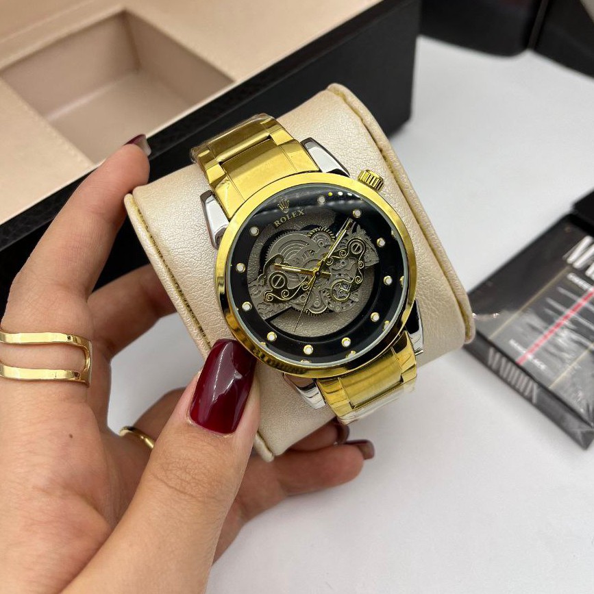 ساعت مچی مردانه کوارتز قلب باز پشت شیشه ای لاکچری رولکس 2023 ROLEX