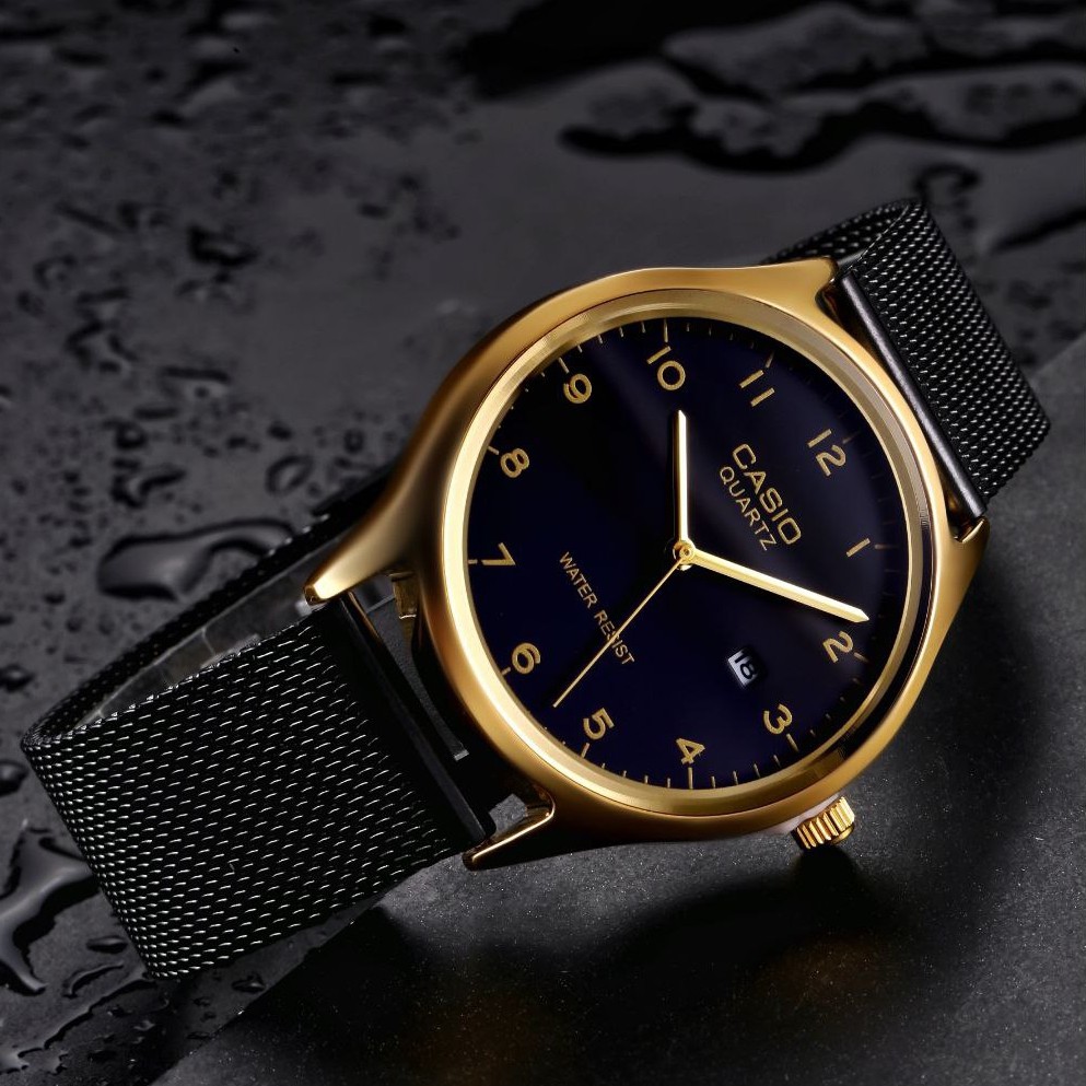 ساعت مچی زنانه یا مردانه بند استیل حصیری رنگ ثابت و ضداب کاسیو Casio