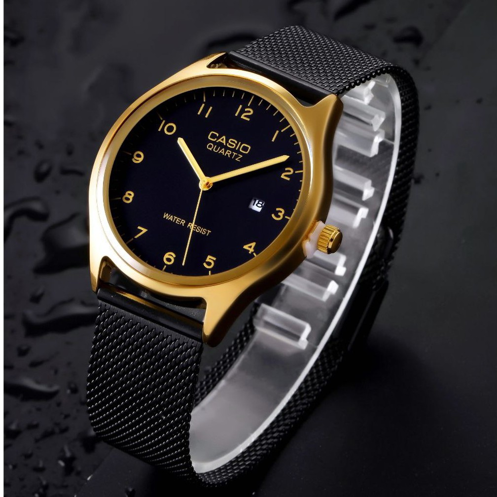 ساعت مچی زنانه یا مردانه بند استیل حصیری رنگ ثابت و ضداب کاسیو Casio