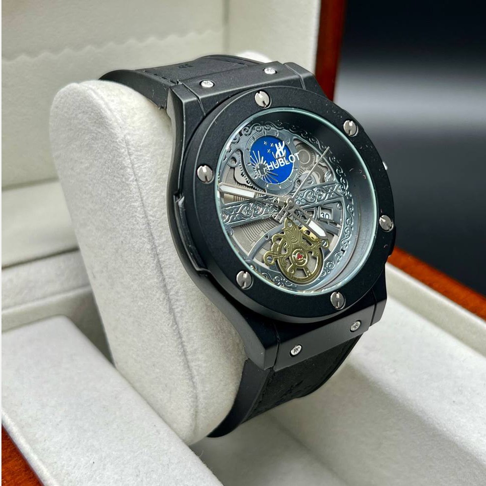 ساعت مچی مردانه هابلوت تقویم نمایان طرح کرنو موتور شرکتی HUBLOT