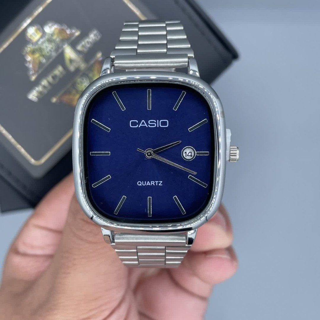 ساعت مچی مردانه کاسیو اولدمانی CASIO موتور ژاپن صفحه آبی
