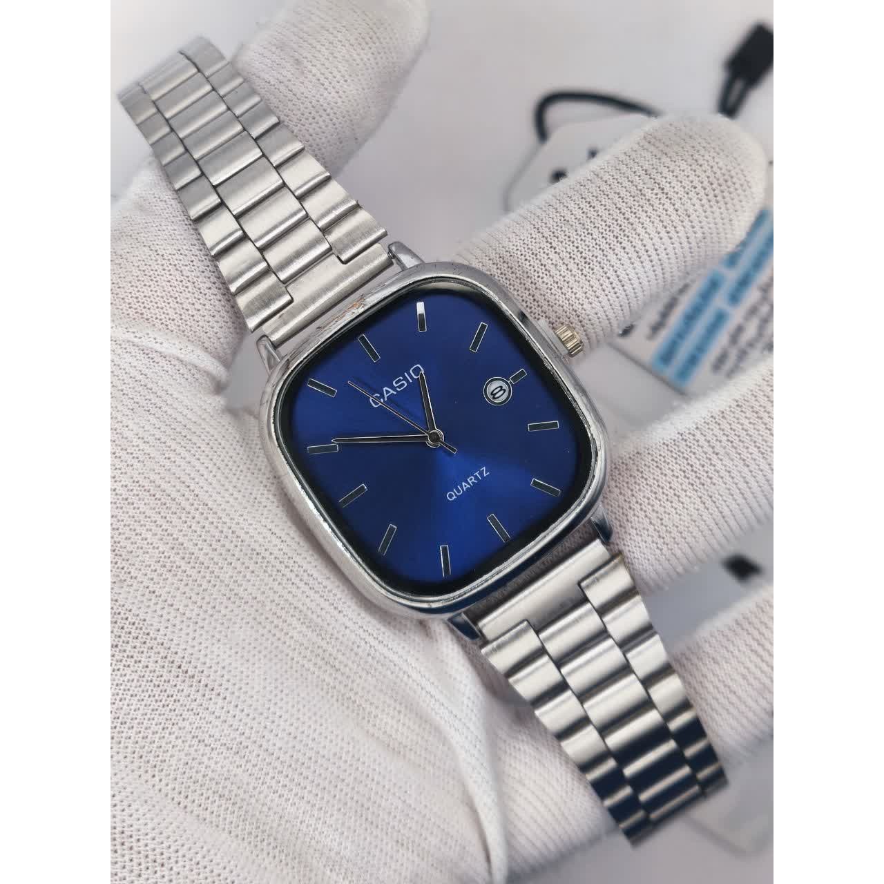 ساعت مچی مردانه کاسیو اولدمانی CASIO موتور ژاپن صفحه آبی