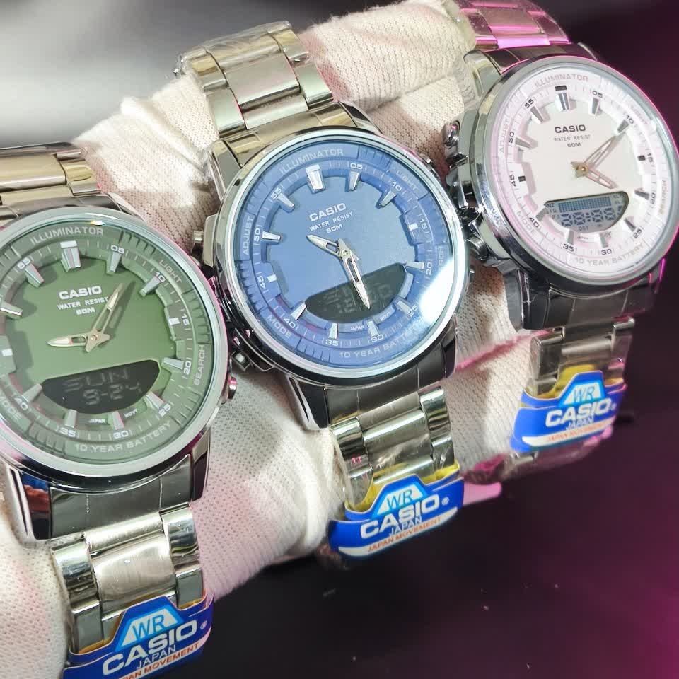 ساعت مچی عقربه ای و دیجیتال کاسیو CASIO صفحه آبی