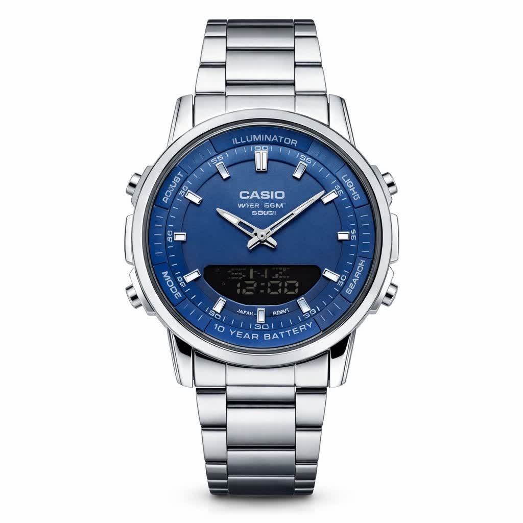 ساعت مچی عقربه ای و دیجیتال کاسیو CASIO صفحه آبی