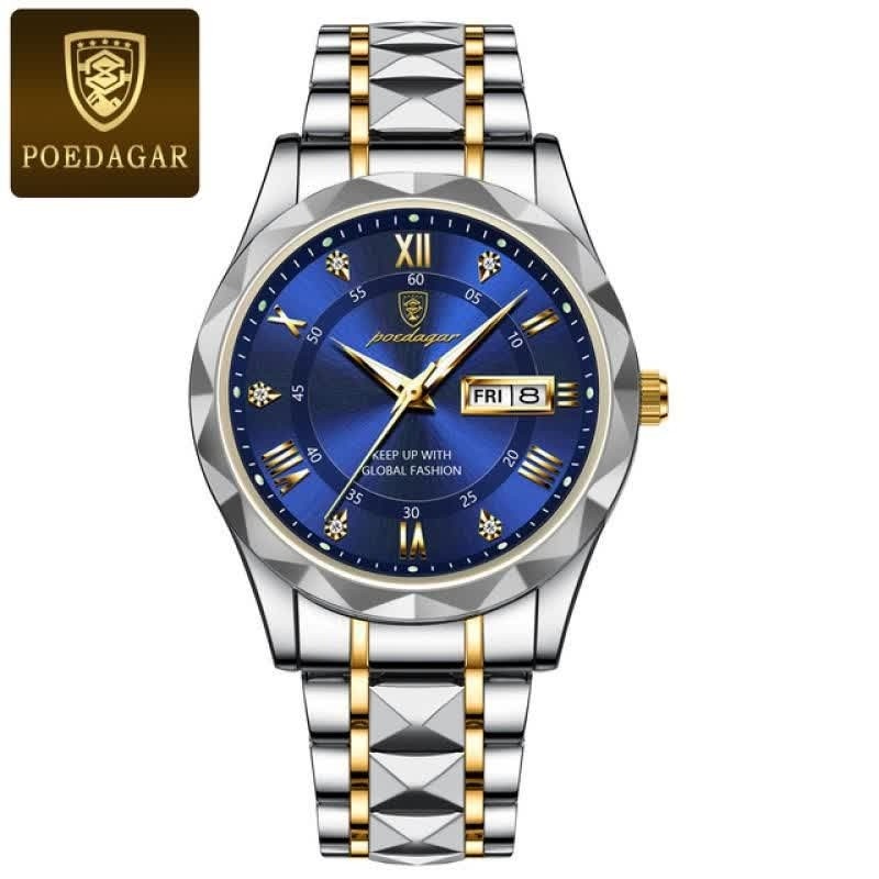 ست ساعت مچی پوداگار POEDAGAR اورجینال دو تقویمه صفحه آبی +