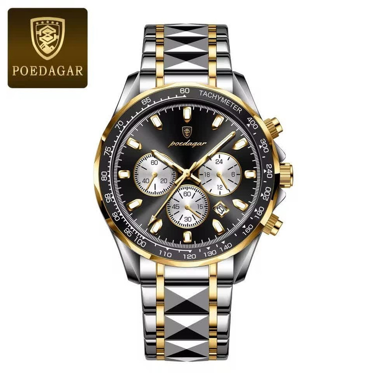 ساعت مچی مردانه کرنوگراف پوداگار POEDAGAR اورجینال صفحه مشکی +