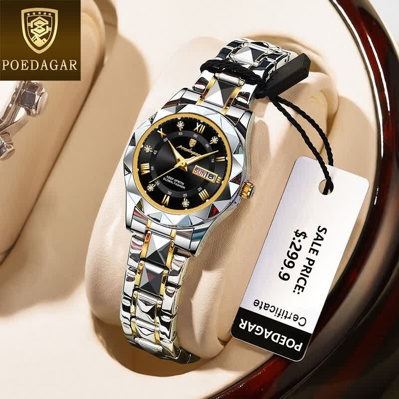 ست ساعت مچی پوداگار POEDAGAR اورجینال دو تقویمه صفحه مشکی +