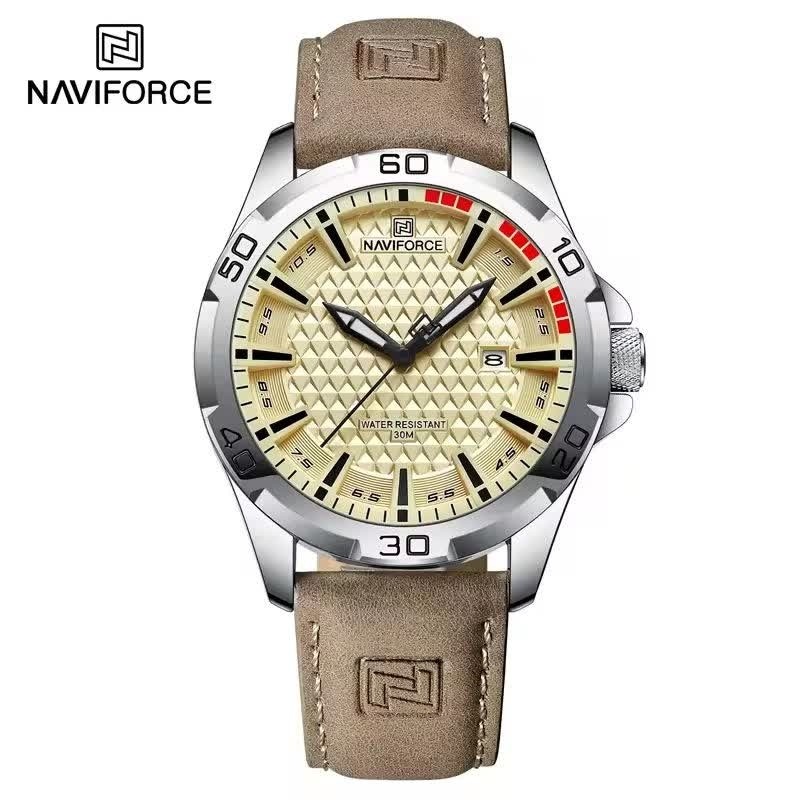 ساعت مچی مردانه نیوی فورس NAVIFORCE مدل nf8023 ژاپنی بند چرم