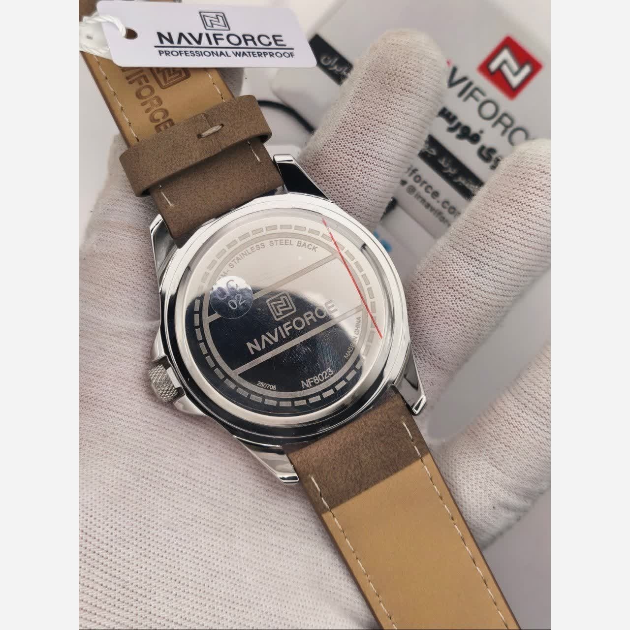 ساعت مچی مردانه نیوی فورس NAVIFORCE مدل nf8023 ژاپنی بند چرم