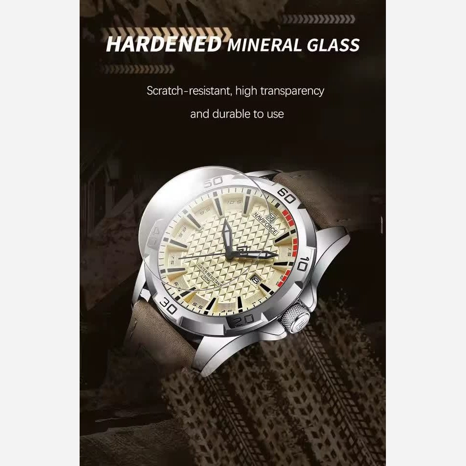 ساعت مچی مردانه نیوی فورس NAVIFORCE مدل nf8023 ژاپنی بند چرم