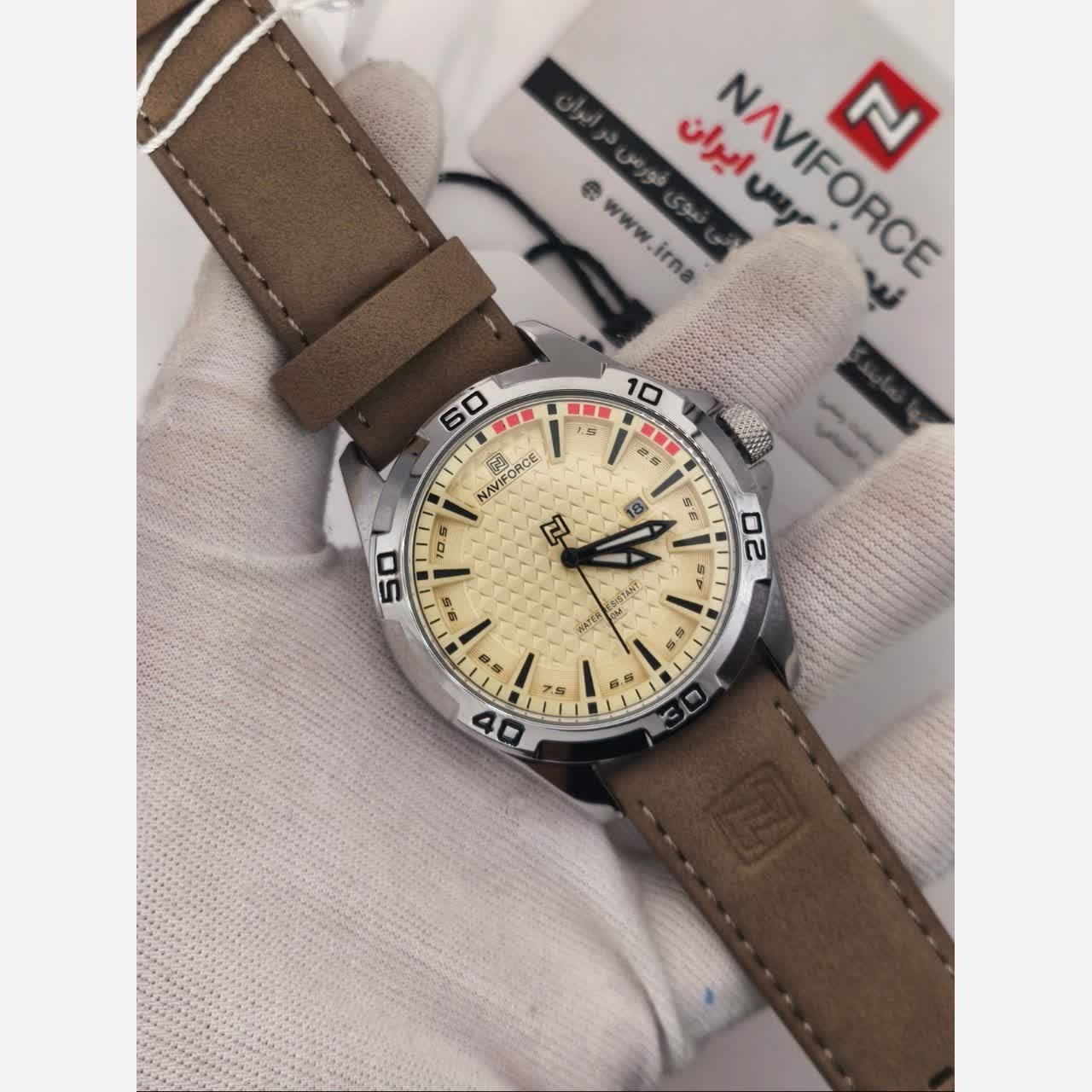 ساعت مچی مردانه نیوی فورس NAVIFORCE مدل nf8023 ژاپنی بند چرم