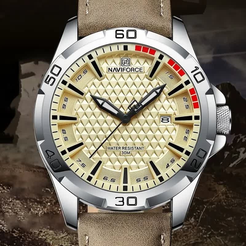 ساعت مچی مردانه نیوی فورس NAVIFORCE مدل nf8023 ژاپنی بند چرم