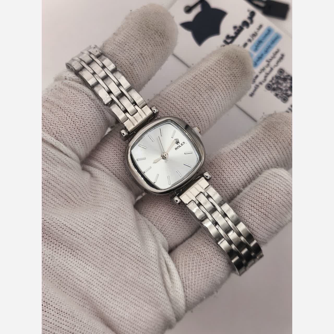 ساعت مچی کوارتز زنانه آرم رولکس ROLEX نقره ای سفید