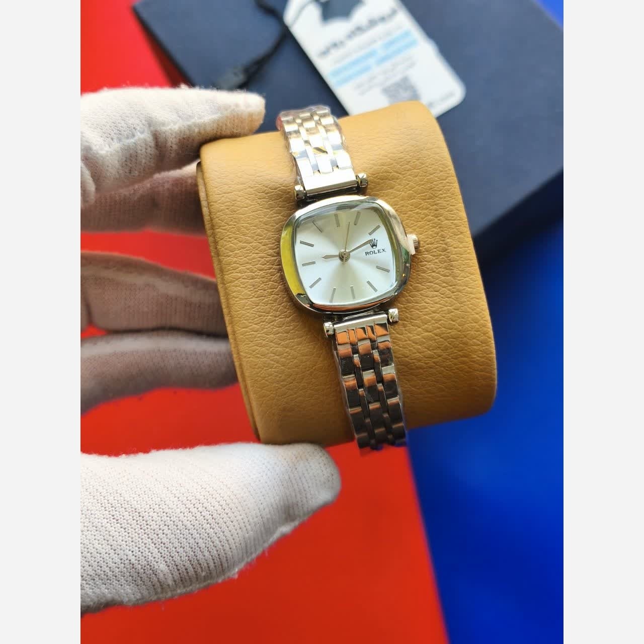 ساعت مچی کوارتز زنانه آرم رولکس ROLEX نقره ای سفید