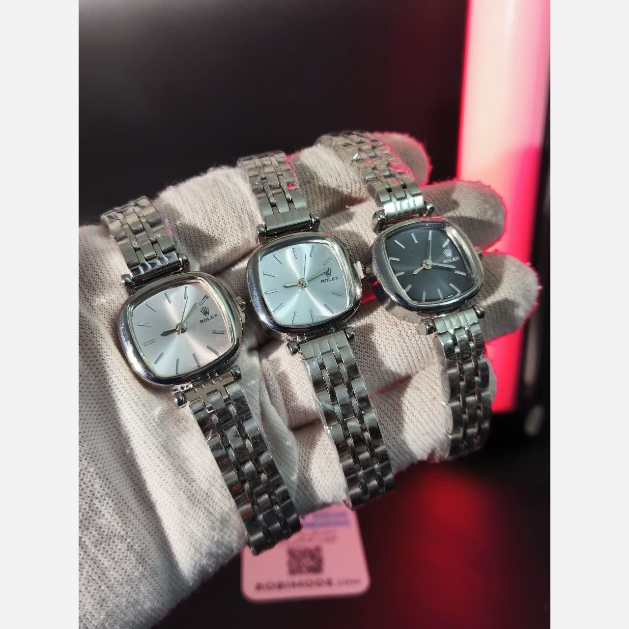 ساعت مچی کوارتز زنانه آرم رولکس ROLEX نقره ای مشکی