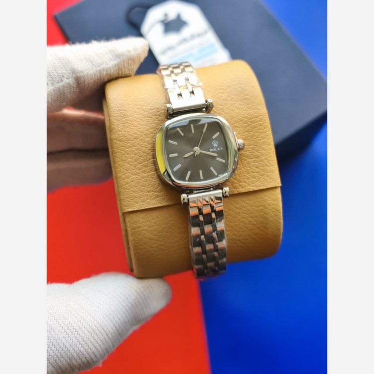 ساعت مچی کوارتز زنانه آرم رولکس ROLEX نقره ای مشکی