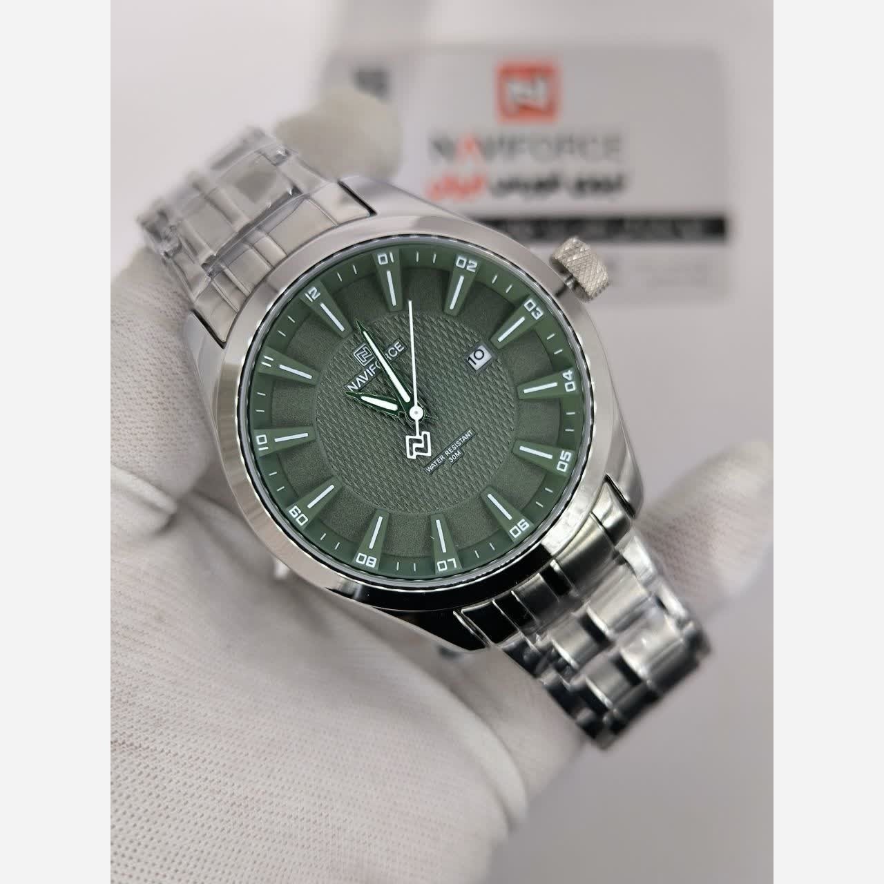 ساعت مچی مردانه نیوی فورس NAVIFORCE مدل Nf8032 ژاپنی صفحه سبز
