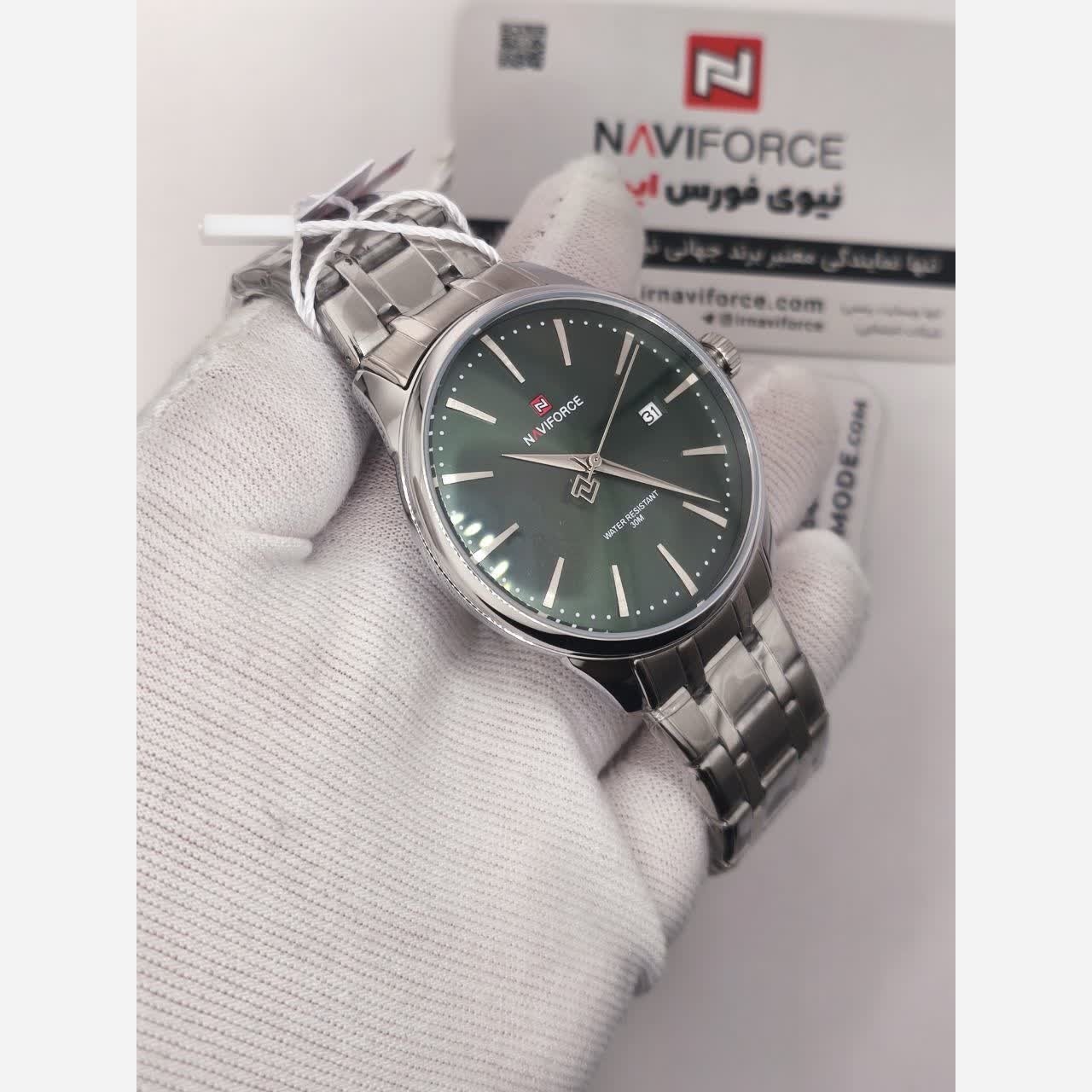 ساعت مچی مردانه نیوی فورس NAVIFORCE مدل Nf9230 ژاپنی صفحه سبز