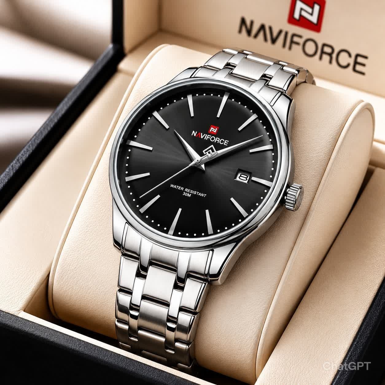 ساعت مچی مردانه نیوی فورس NAVIFORCE مدل Nf9230 ژاپنی صفحه مشکی