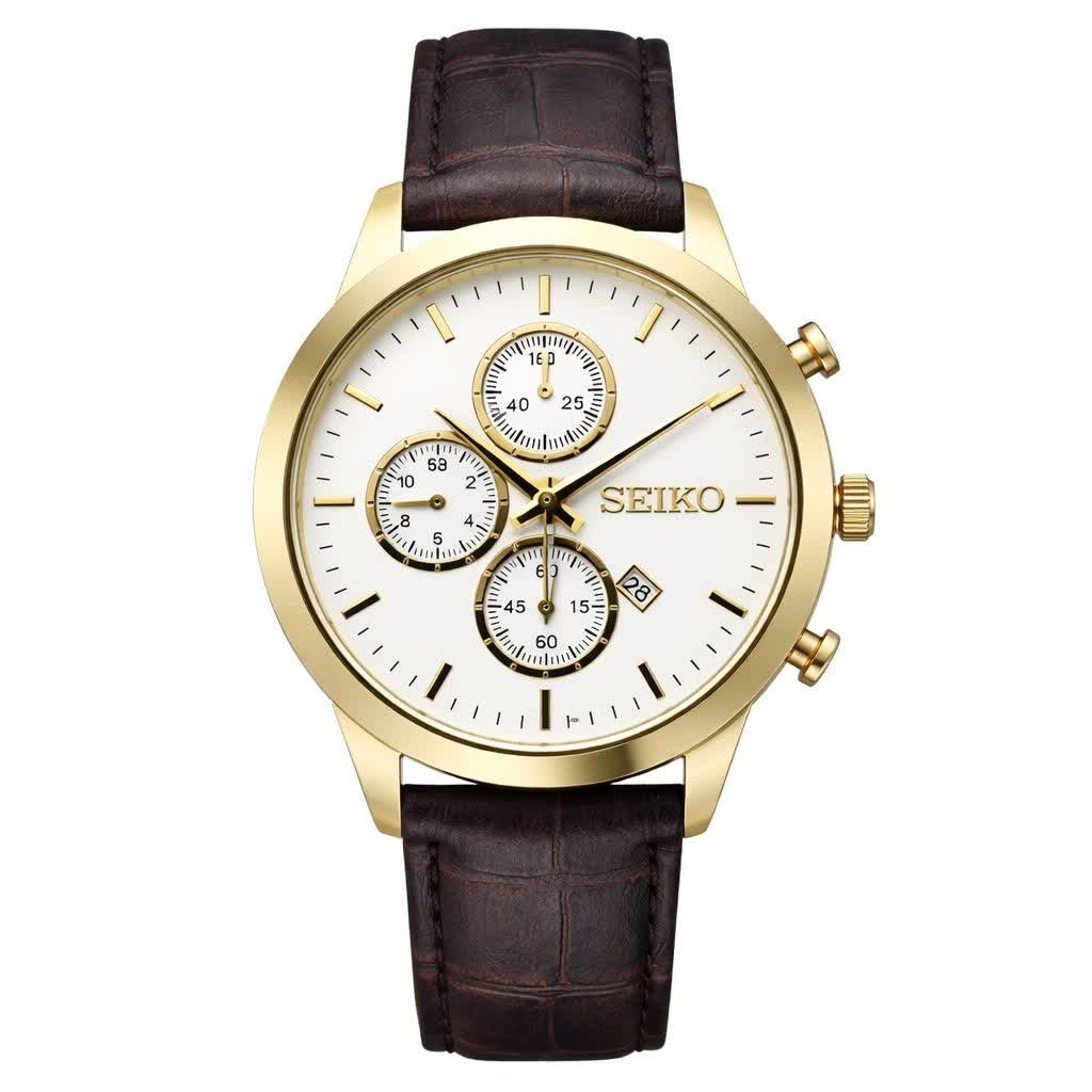 ساعت مچی مردانه سیکو SEIKO طرح سه موتوره بند چرمی