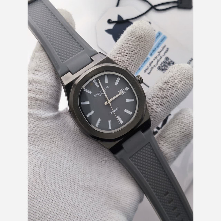 ساعت مچی عقربه ای مردانه پتک فیلیپ PATEKPHILIPPE طوسی مشکی
