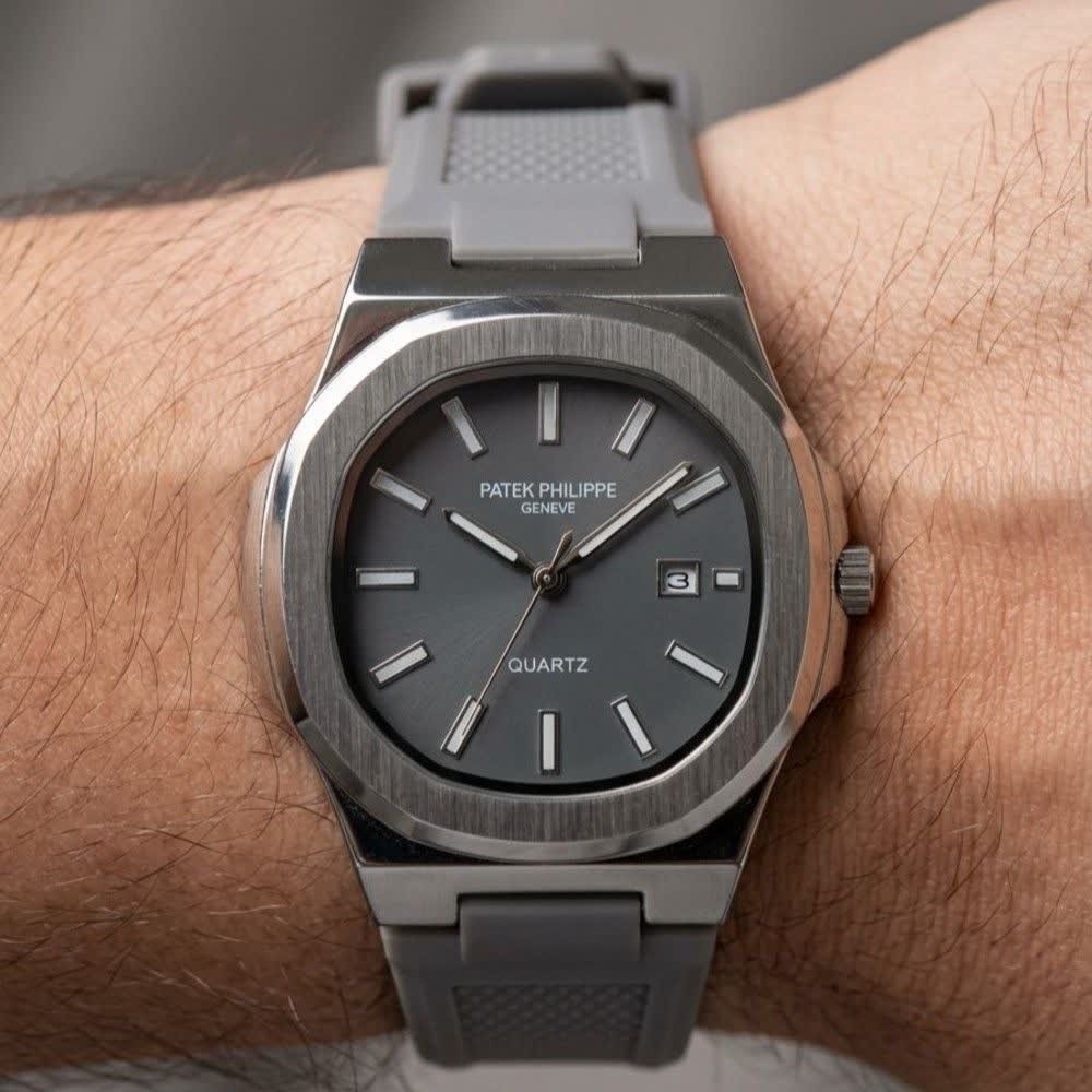 ساعت مچی عقربه ای مردانه پتک فیلیپ PATEKPHILIPPE طوسی مشکی