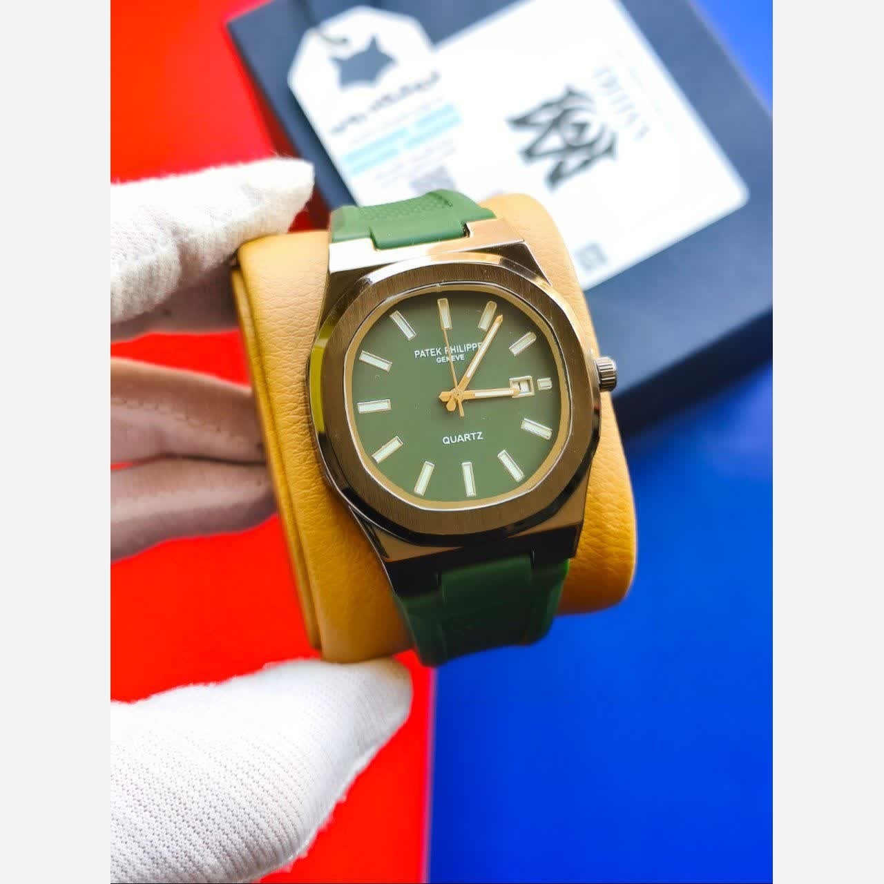 ساعت مچی عقربه ای مردانه پتک فیلیپ PATEKPHILIPPE سبز مشکی